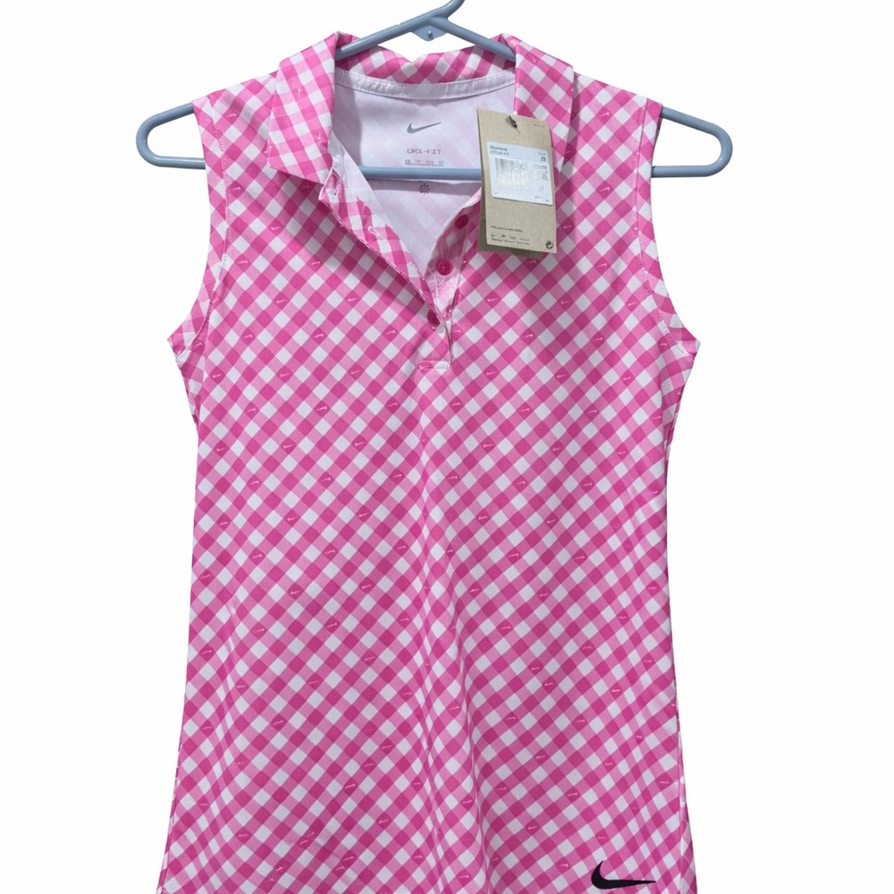 Nike Women's Pink Checkered Golf Polo XS NWT